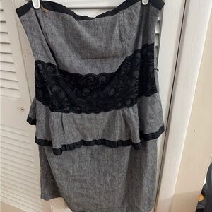 Torrid Gray and Black Strapless Dress